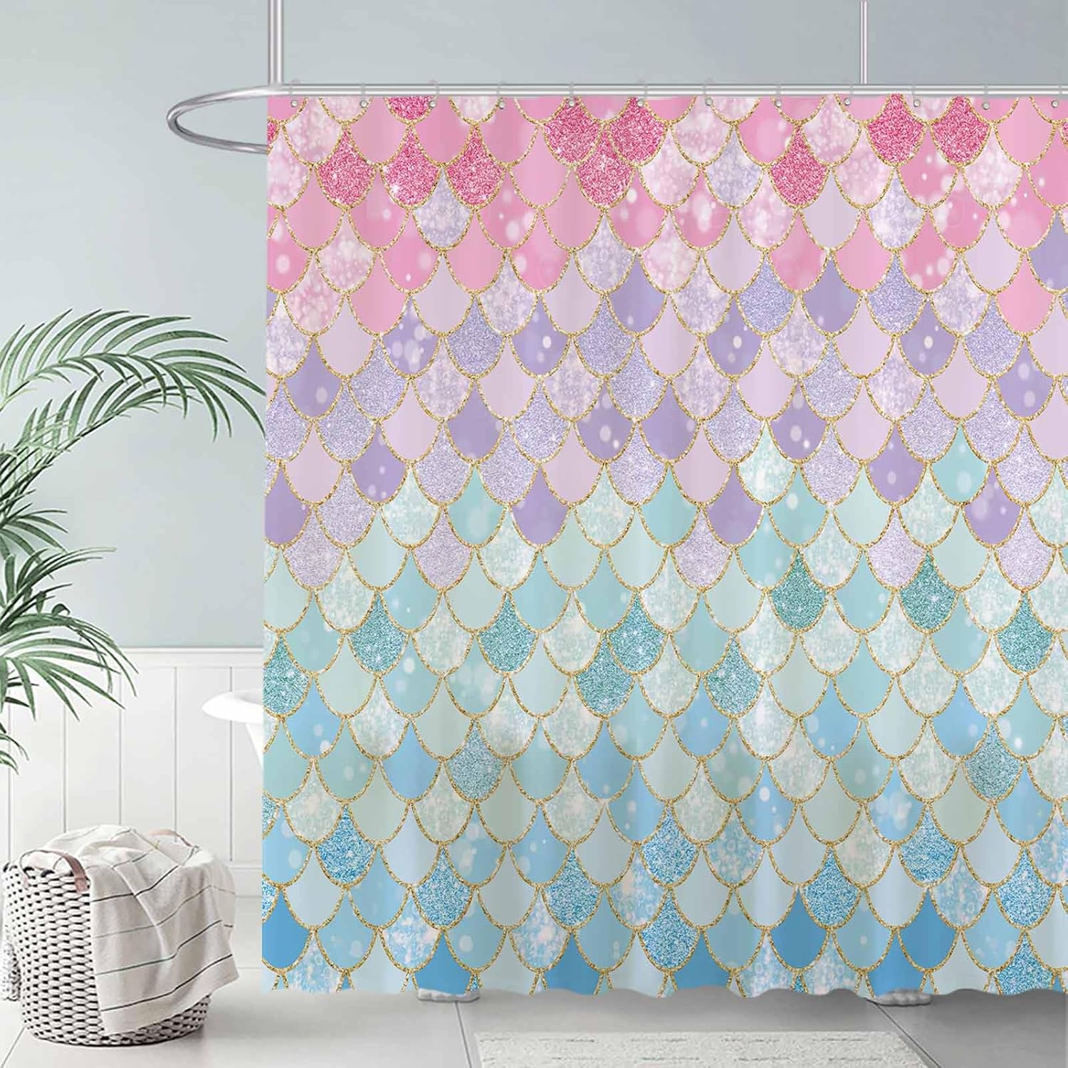Home Bathroom Scales - Cortina de ducha de escamas de