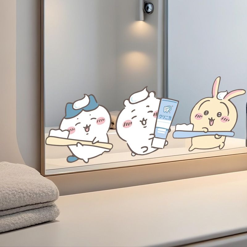 Home Creation Bathroom - Pegatinas de Espejo Chiikawa, Adhesivo Fuerte,
