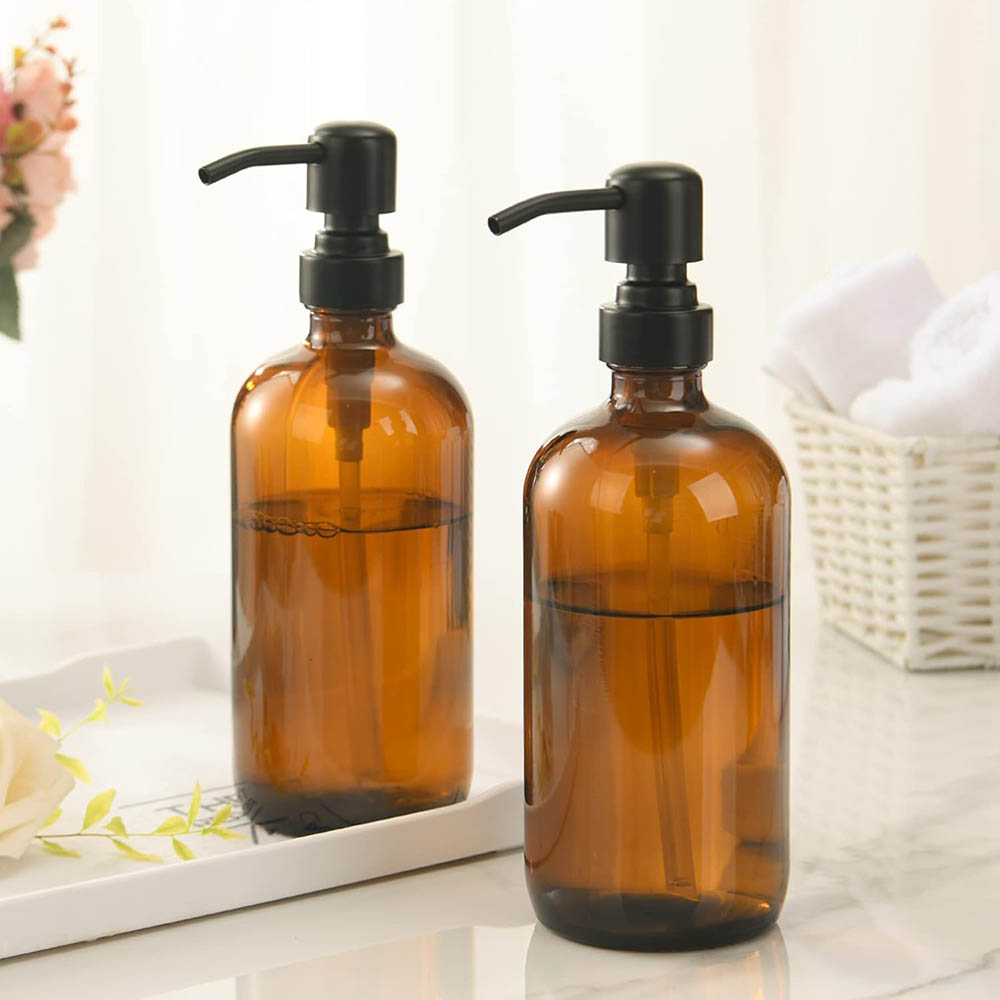 Zara Home Bathroom Accessories - Dispensador de Jabón de Vidrio Ámbar