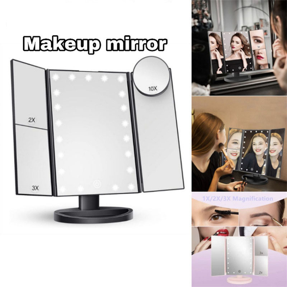 Bathroom Mirror Led - Espejo de Maquillaje Plegable para Baño,