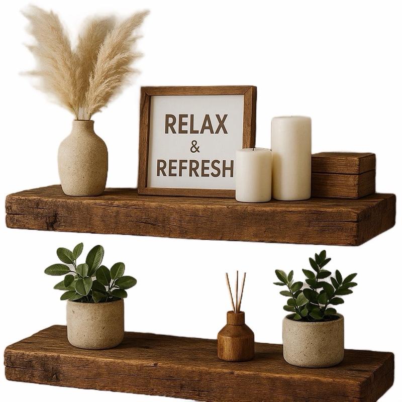 Home Bathroom Organizer - 2 estantes flotantes de madera rústica