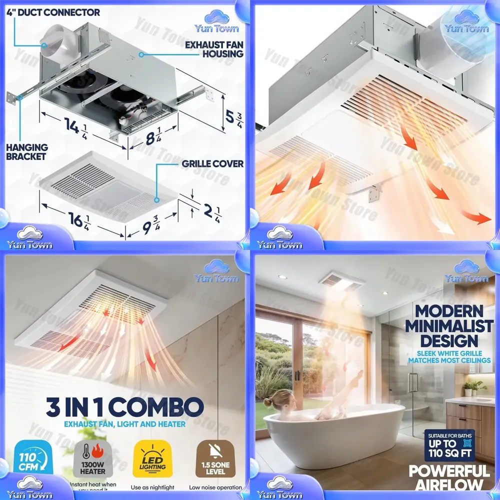 Home Bathroom Vent Fans - Ventilador de Techo Metálico Silencioso para