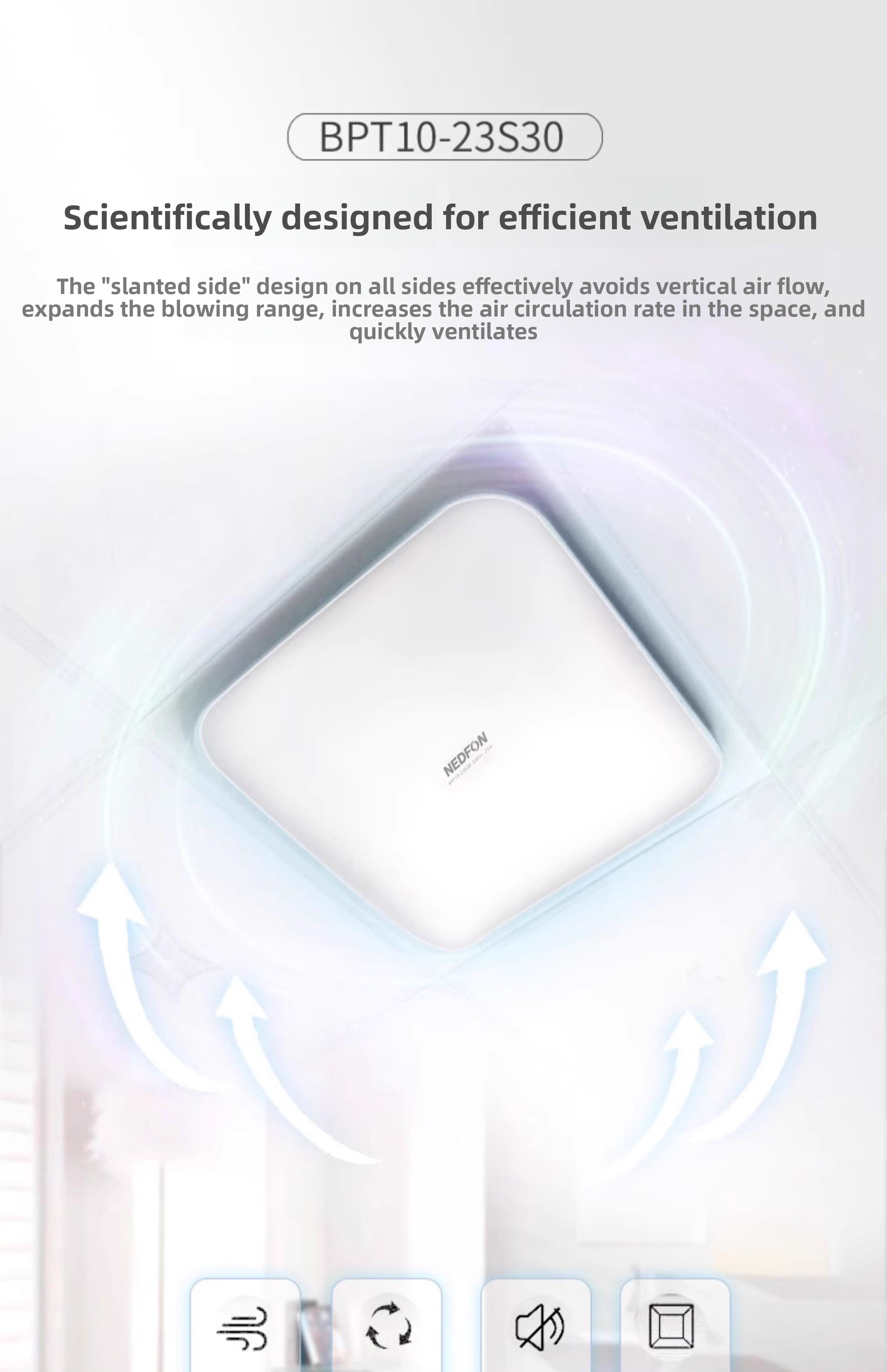 Home Bathroom Ventilation - Ventilador de techo integrado ultrafino y