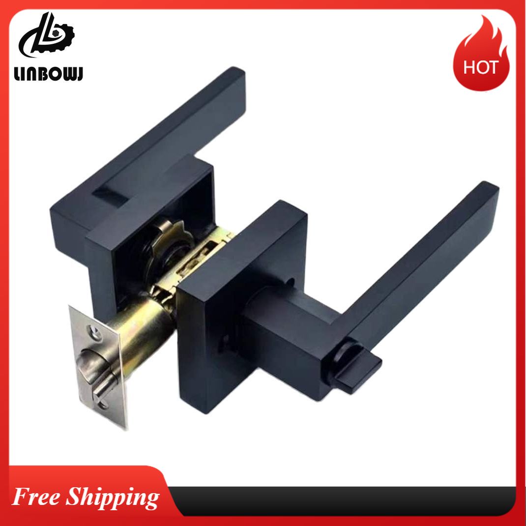 Home Bathroom Lock - Manija de puerta negra, cerradura de