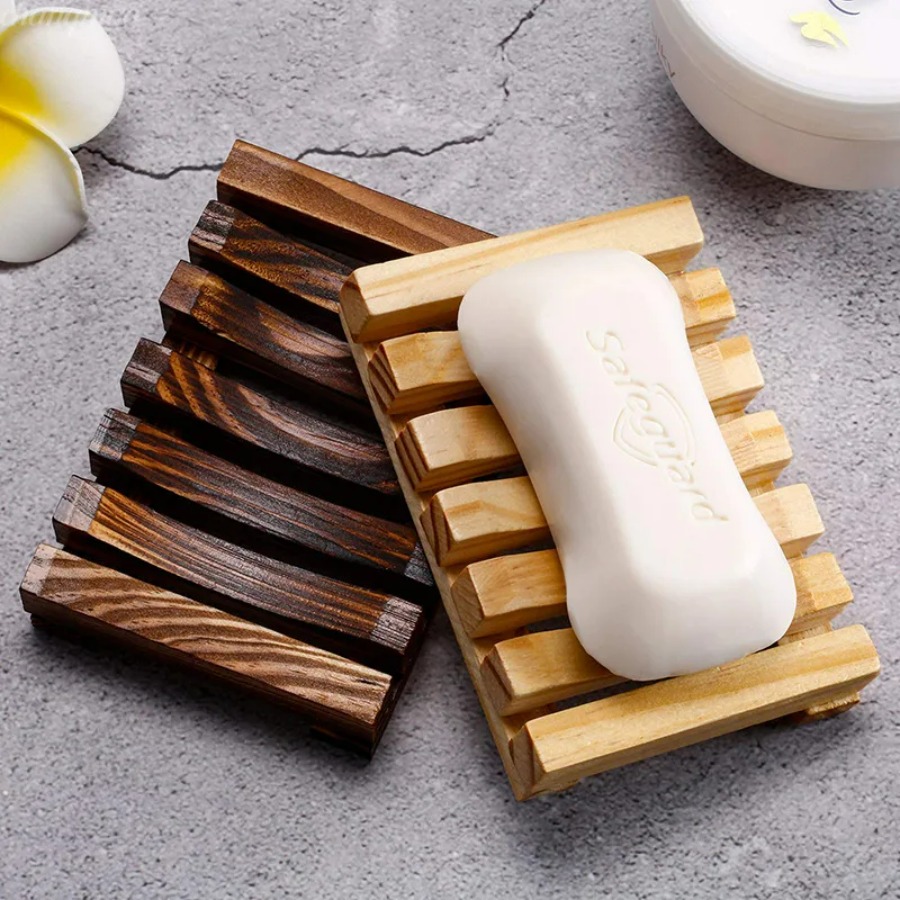 Home Essentials Bathroom Storage - Jabonera de Bambú Natural, Rejilla de