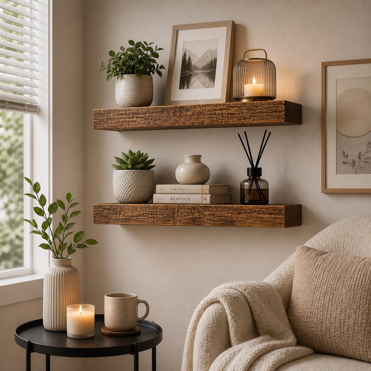 2 estantes flotantes de madera - Home Bathroom Organizer reseña y precio
