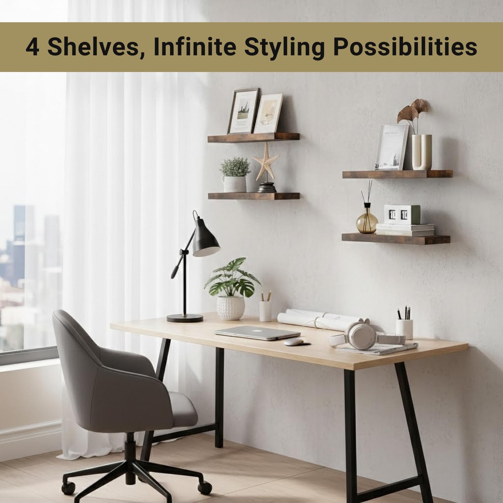 4 estantes flotantes de pared, - Home Bathroom Organizer reseña y precio